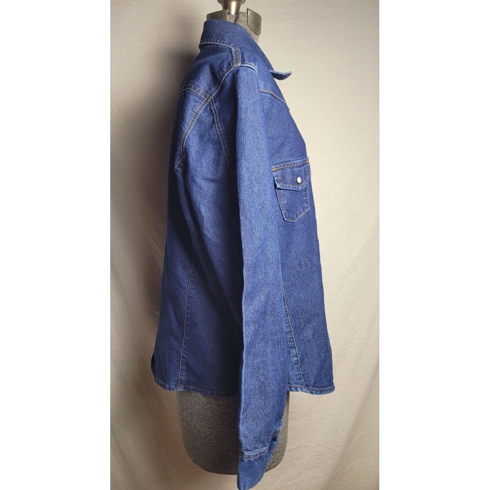 Levi's Western Pearl Snap Button Up Shirt‎ Womens Large L Dark Wash Denim - Picture 5 of 16